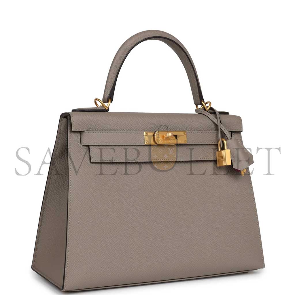 H**mes master kelly sellier 28 gris asphalte verso epsom brushed gold hardware (28*22*10cm)